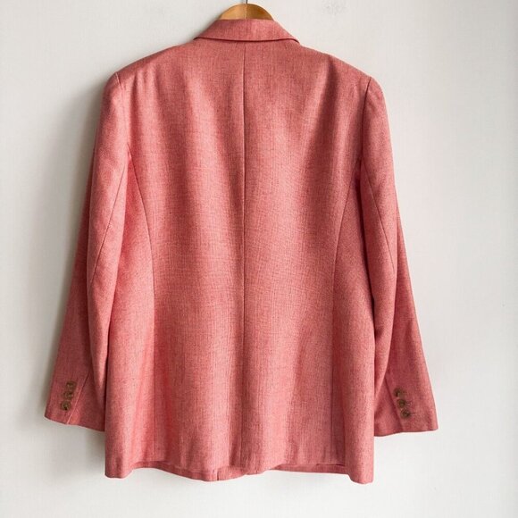 Land's End Pink Classic Silk Wool and Linen Blend Blazer 12 - Picture 6 of 6